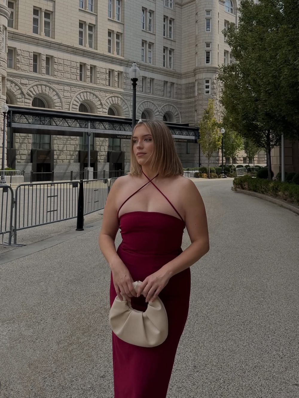 BEGINNING BOUTIQUE ✨- Del Mar Burgundy Crepe Formal Maxi Dress